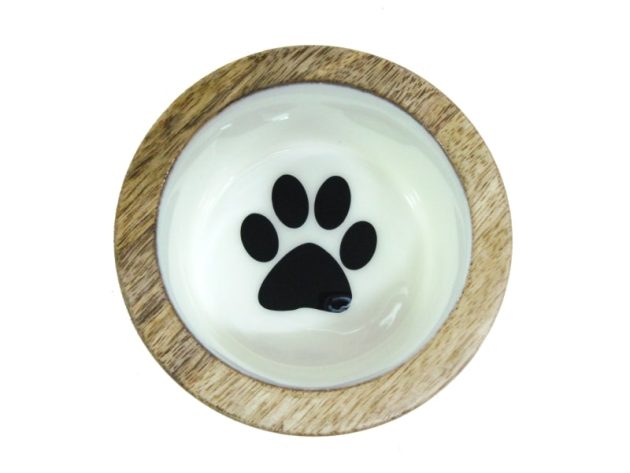 Ceramic Premium Natural Wood Pet Bowl